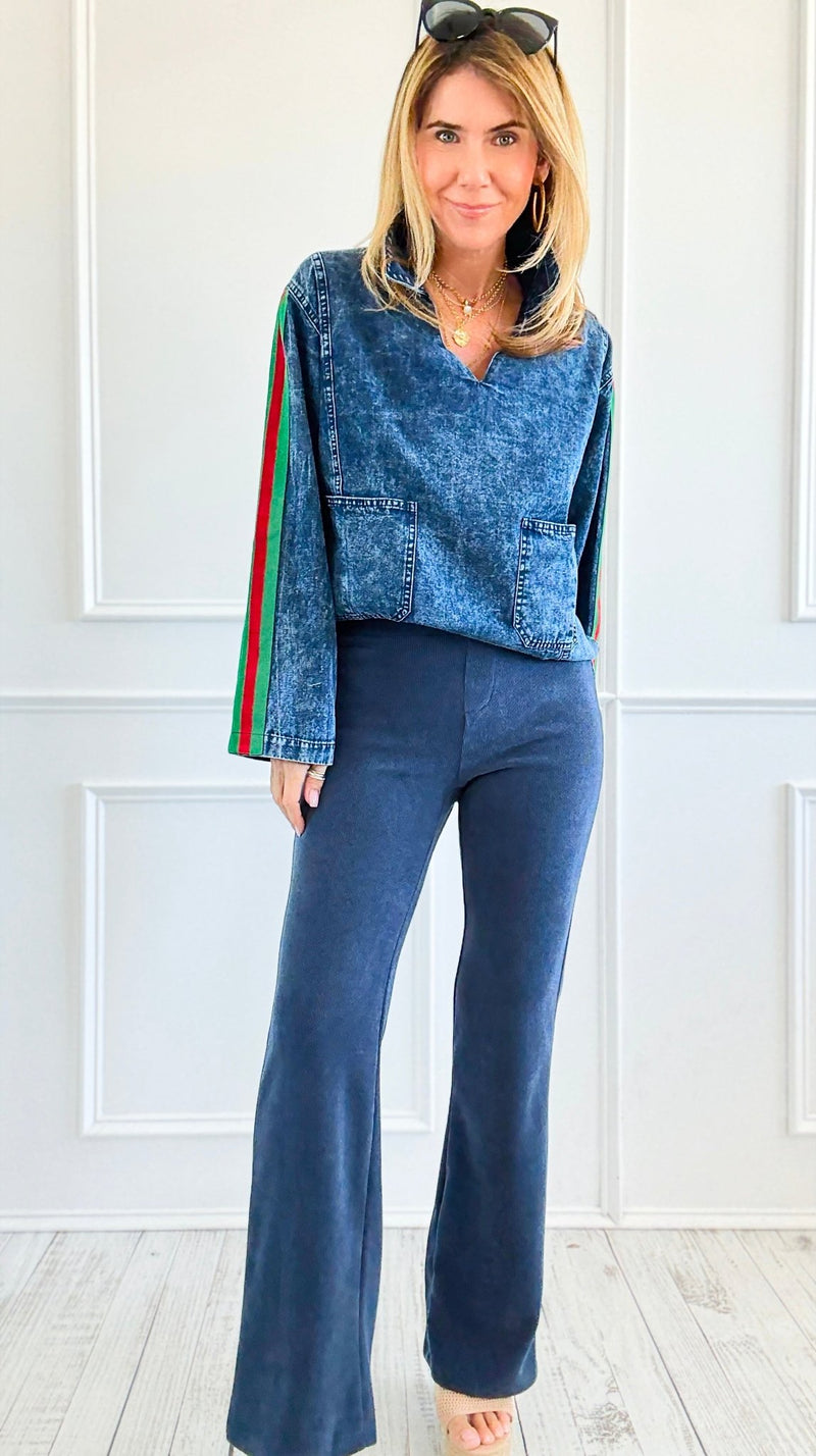 Street Luxe Denim Top-130 Long Sleeve Tops-JODIFL-Coastal Bloom Boutique, find the trendiest versions of the popular styles and looks Located in Indialantic, FL