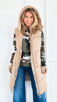 Street Stroll Puffer Long Vest-150 Cardigans/Layers-IRIS-Coastal Bloom Boutique, find the trendiest versions of the popular styles and looks Located in Indialantic, FL