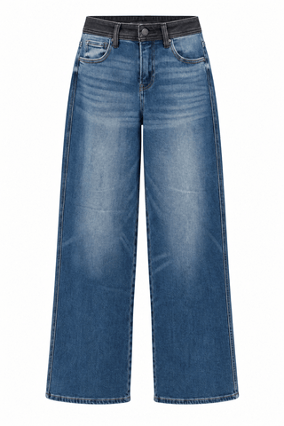 Stretch High Rise Wide Leg Jeans