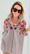 Striped Bloom Embroidery Italian Blouse-110 Long Sleeve Tops-TATTOO Z-Coastal Bloom Boutique, find the trendiest versions of the popular styles and looks Located in Indialantic, FL