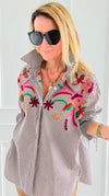 Striped Bloom Embroidery Italian Blouse-110 Long Sleeve Tops-TATTOO Z-Coastal Bloom Boutique, find the trendiest versions of the popular styles and looks Located in Indialantic, FL