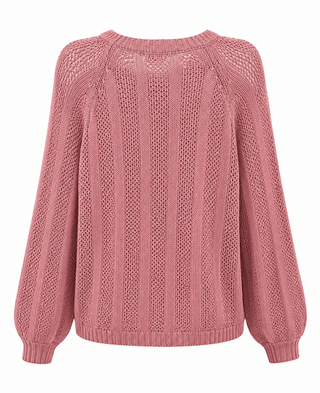 Striped Cable Knit Sweater - Rose