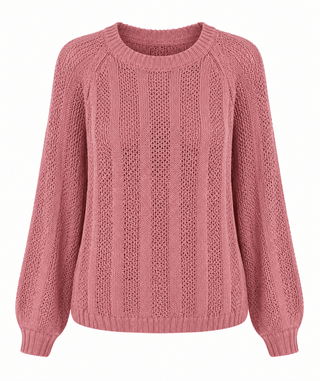 Striped Cable Knit Sweater - Rose