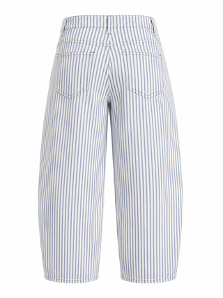 Striped High Waist Barrel Jeans