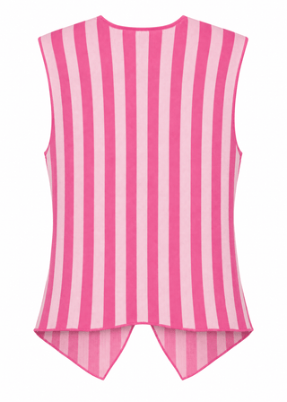 Striped Knit Vest - Pink