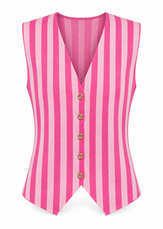 Striped Knit Vest - Pink