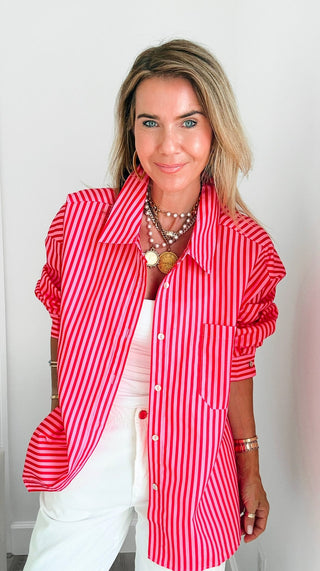 Striped Oversized Button Down Shirt