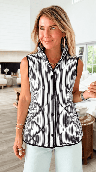 Striped Quilted Puffer Vest