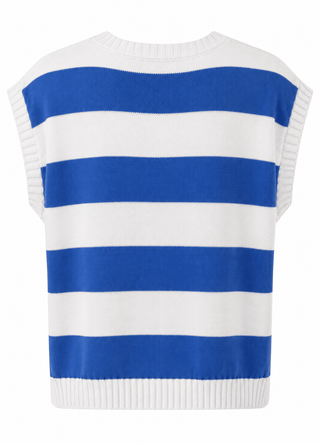 Striped Sleeveless Knit Top - White/French Blue