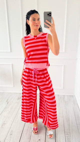 Striped Terry Knit Sleeveless Lounge Set