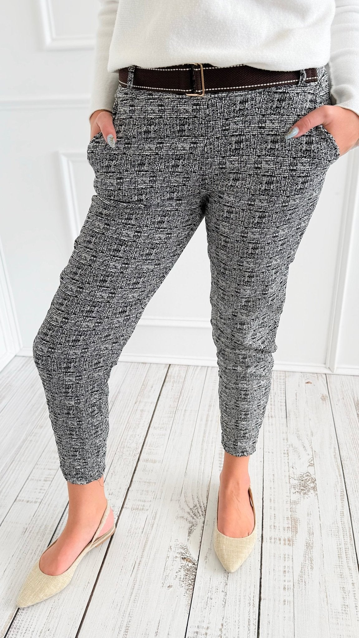 Structure Belted Italian Pant-100 Pants-SUNNY HOLIDAYS-Coastal Bloom Boutique, find the trendiest versions of the popular styles and looks Located in Indialantic, FL