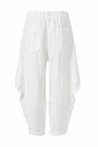 Structure Button Front Linen Italian Pant- White