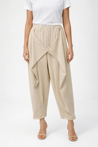 Structured Button Front Italian Barrel Pant