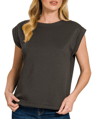 Structured Knit Cap Sleeve Essential - Black