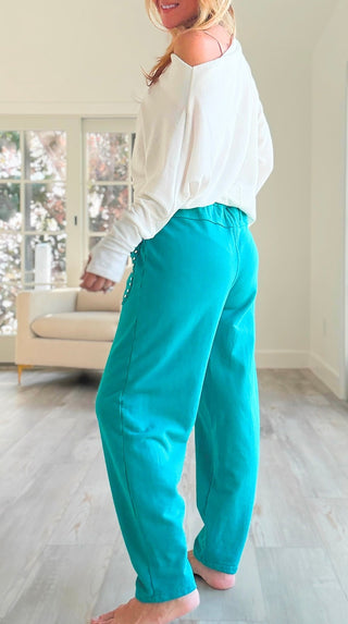 Studded Pocket Italian Jogger Pant - Teal