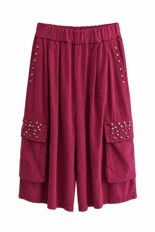 Studded Socialite Italian Short- Burgundy