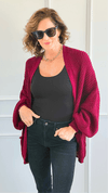 Sugar High Italian Cardigan- Burgundy-150 Cardigans/Layers-Italianissimo-Coastal Bloom Boutique, find the trendiest versions of the popular styles and looks Located in Indialantic, FL