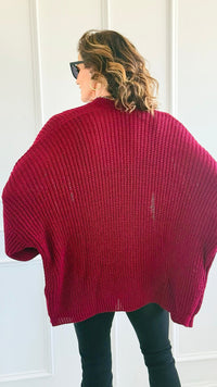 Sugar High Italian Cardigan- Burgundy-150 Cardigans/Layers-Italianissimo-Coastal Bloom Boutique, find the trendiest versions of the popular styles and looks Located in Indialantic, FL