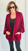 Sugar High Italian Cardigan- Burgundy-150 Cardigans/Layers-Italianissimo-Coastal Bloom Boutique, find the trendiest versions of the popular styles and looks Located in Indialantic, FL