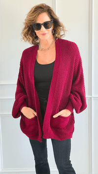 Sugar High Italian Cardigan- Burgundy-150 Cardigans/Layers-Italianissimo-Coastal Bloom Boutique, find the trendiest versions of the popular styles and looks Located in Indialantic, FL