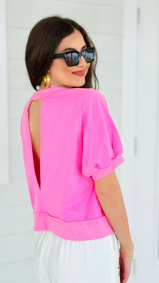 Sugar Rush Puff Sleeve Top - Bubble Pink