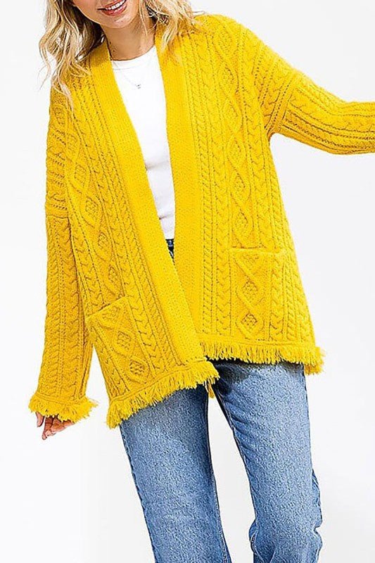 Sunburst Fringe Cardigan-150 Cardigans/Layers-ROUSSEAU-Coastal Bloom Boutique, find the trendiest versions of the popular styles and looks Located in Indialantic, FL