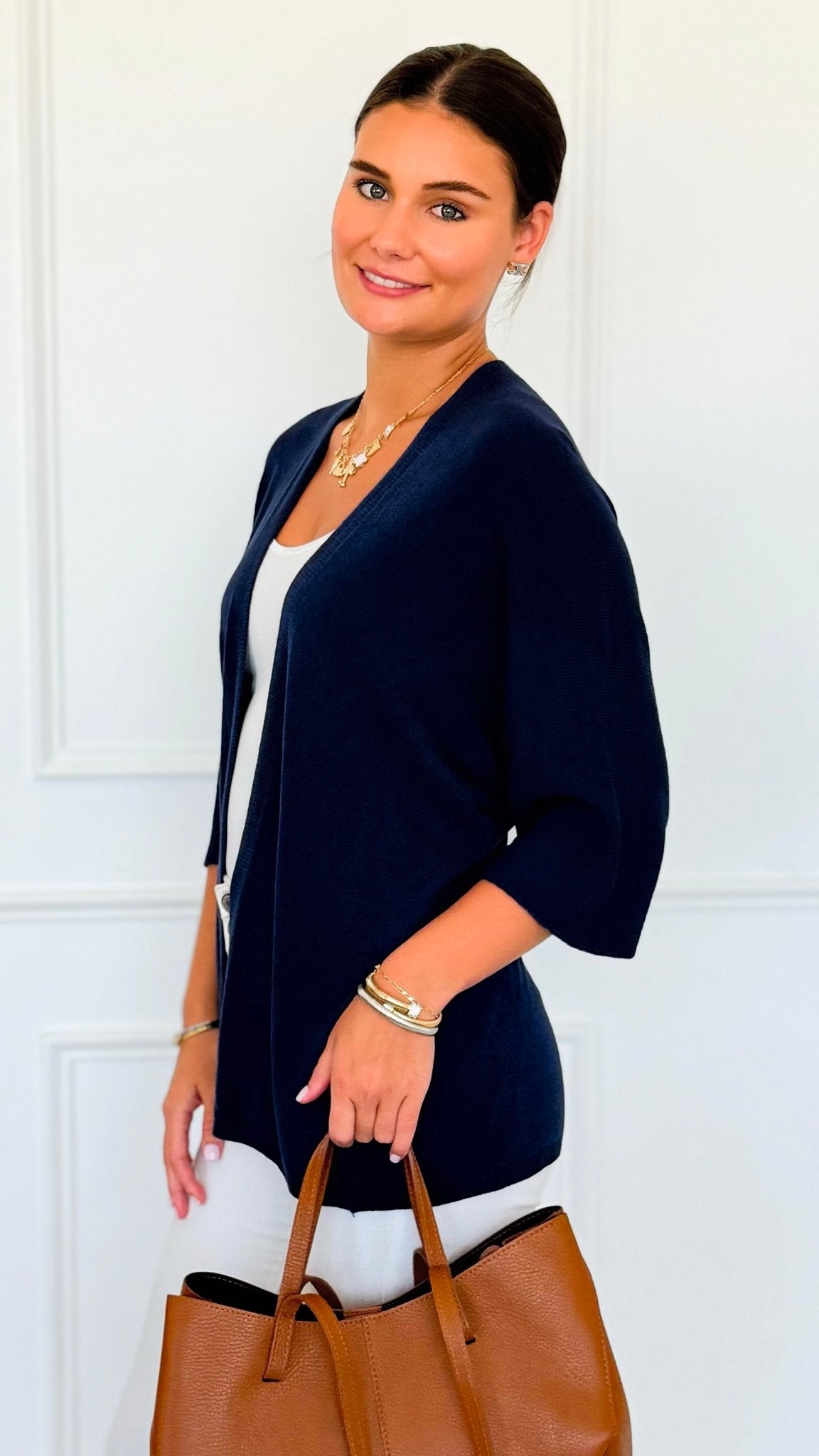 Sunday Italian Modal Cardigan- Navy-150 Cardigan Layers-Italianissimo-Coastal Bloom Boutique, find the trendiest versions of the popular styles and looks Located in Indialantic, FL