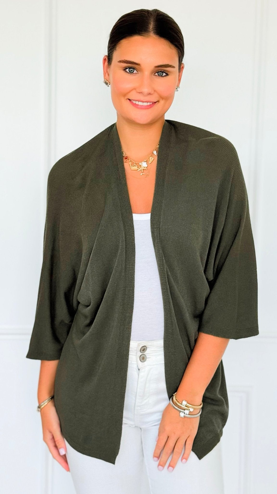 Sunday Italian Modal Cardigan- Olive-150 Cardigan Layers-Italianissimo-Coastal Bloom Boutique, find the trendiest versions of the popular styles and looks Located in Indialantic, FL