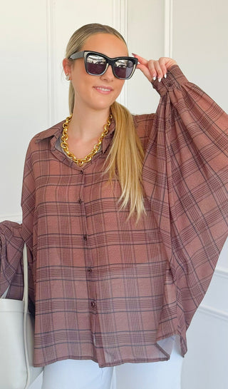 Sunday Plaid Italian Blouse