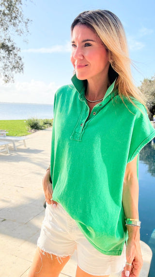 Sunlit Ease Top -  Kelly Green