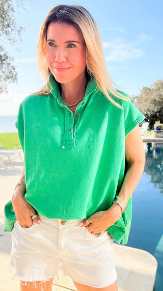 Sunlit Ease Top -  Kelly Green