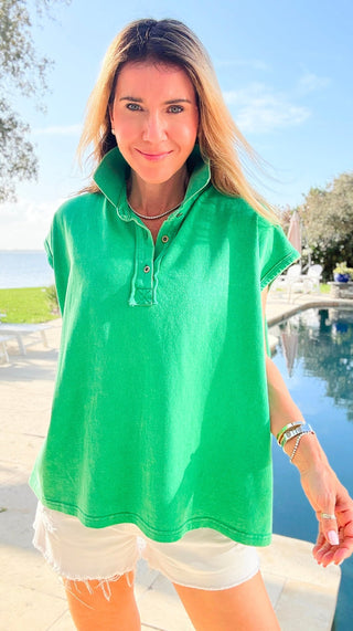 Sunlit Ease Top -  Kelly Green