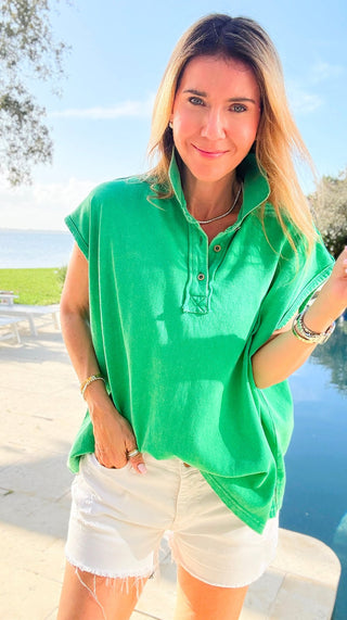 Sunlit Ease Top -  Kelly Green