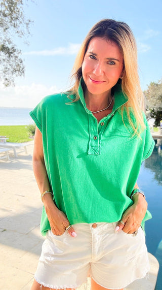 Sunlit Ease Top -  Kelly Green