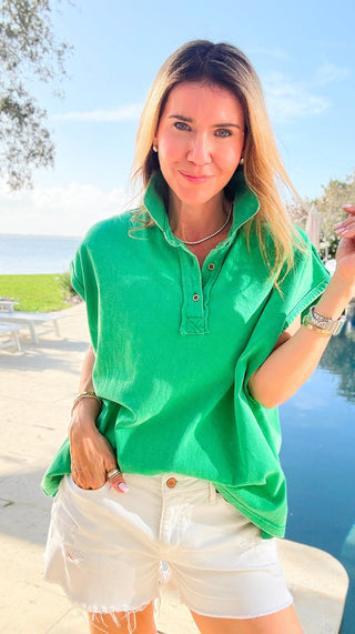Sunlit Ease Top -  Kelly Green