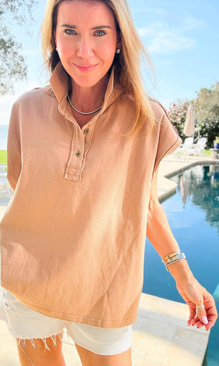 Sunlit Ease Top -  Light Camel