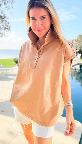 Sunlit Ease Top -  Light Camel