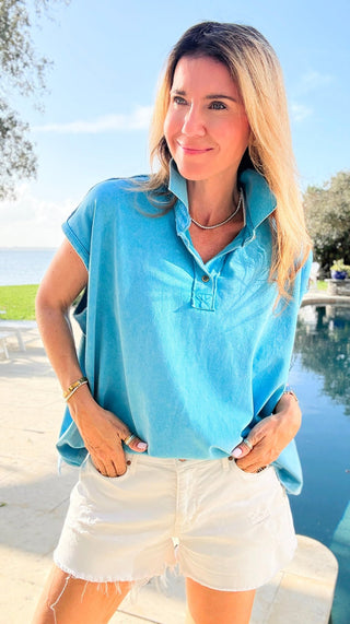Sunlit Ease Top -  Marine Blue