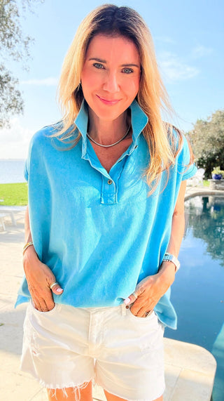 Sunlit Ease Top -  Marine Blue