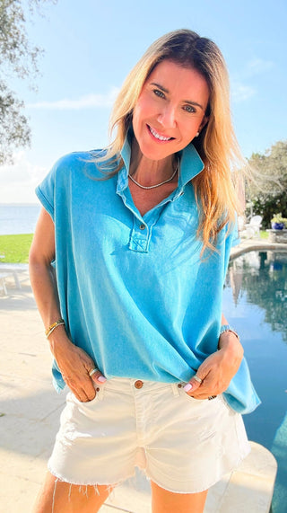 Sunlit Ease Top -  Marine Blue