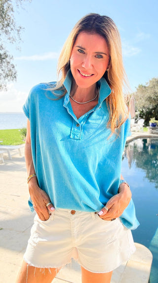Sunlit Ease Top -  Marine Blue