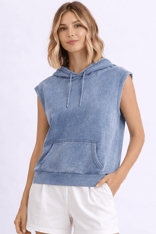 Sunset Drift Hooded Lounge Top - Navy