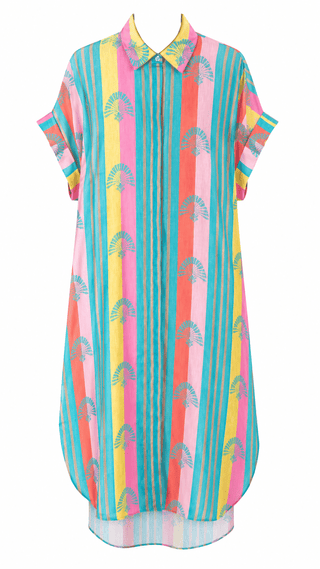 Sunset Fan Club Italian Button Dress- Green