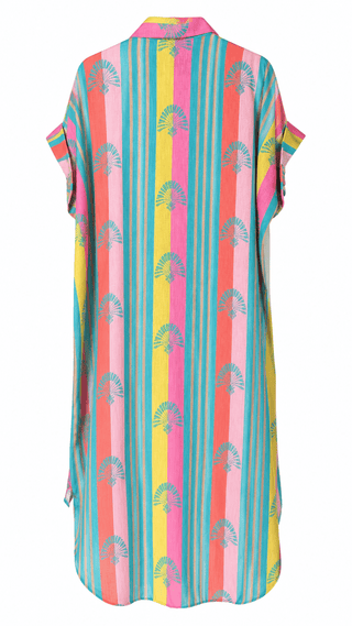 Sunset Fan Club Italian Button Dress- Green