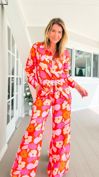 Sunset Spritz Tuscany Linen Italian Button Top