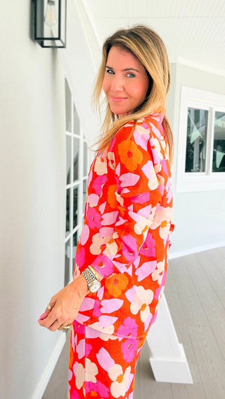 Sunset Spritz Tuscany Linen Italian Button Top