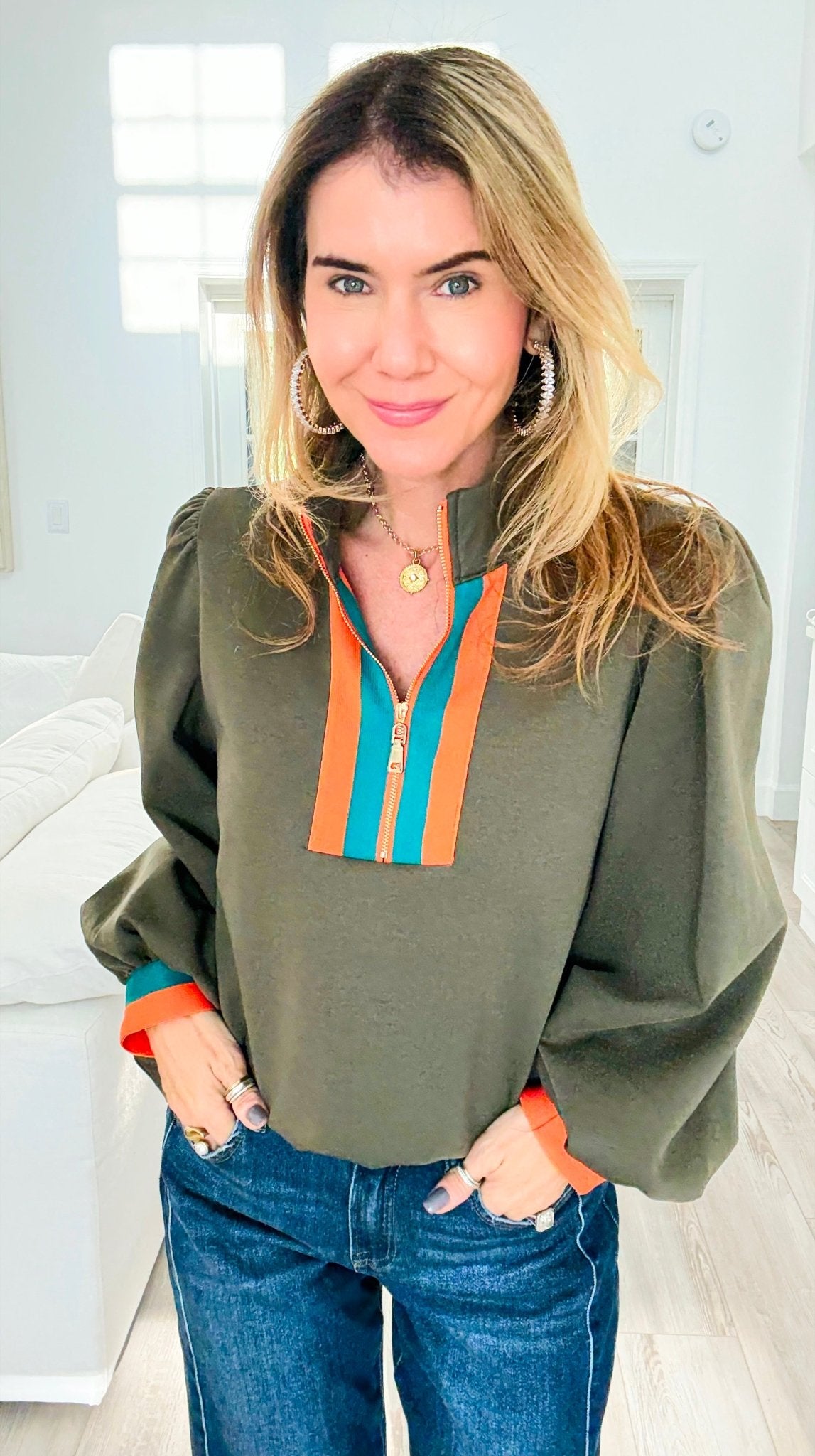 Sunset Trails Quarter Zip Top-130 Long Sleeve Tops-JODIFL-Coastal Bloom Boutique, find the trendiest versions of the popular styles and looks Located in Indialantic, FL