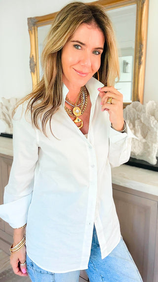 Sutton Italian Button Up Blouse- White