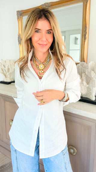 Sutton Italian Button Up Blouse- White