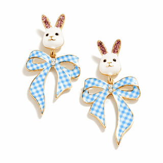 Sweet Meadow Bow Drop Earrings - Blue